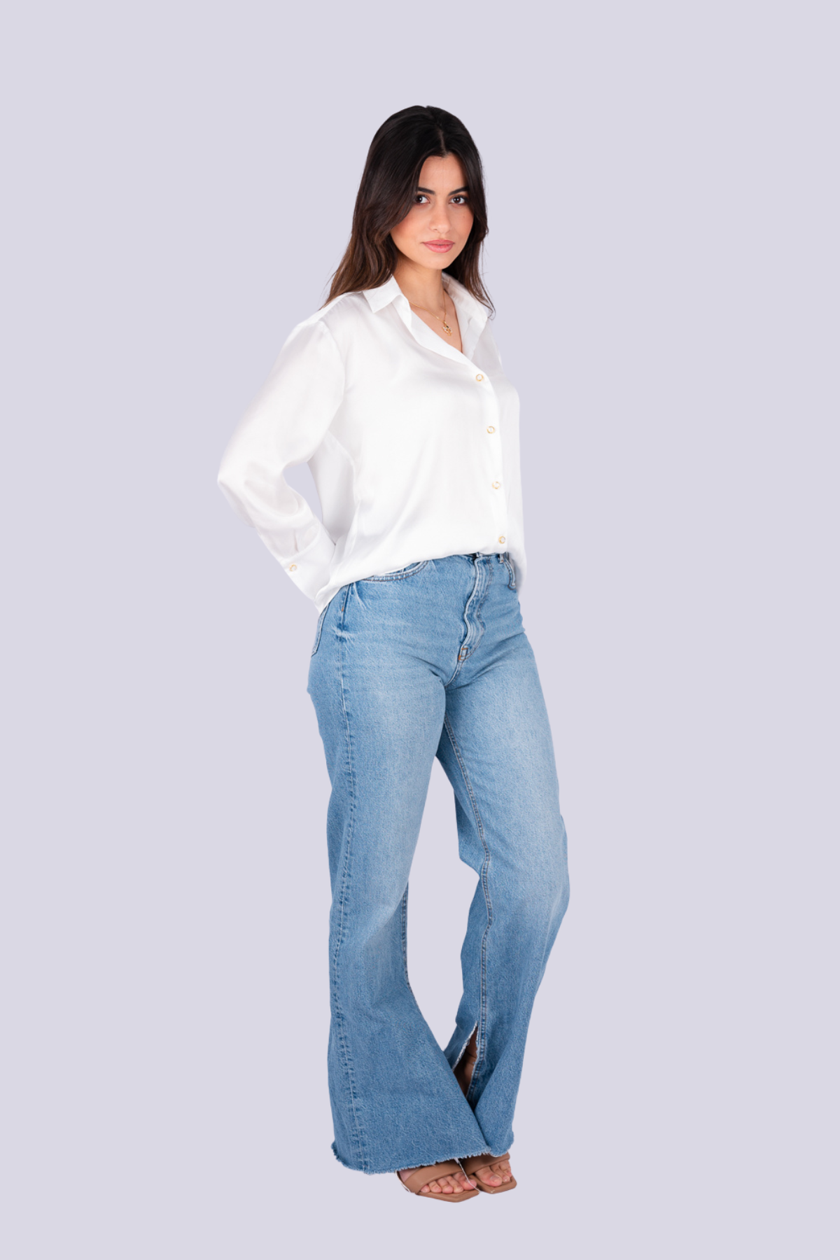 Chemise en satin blanche