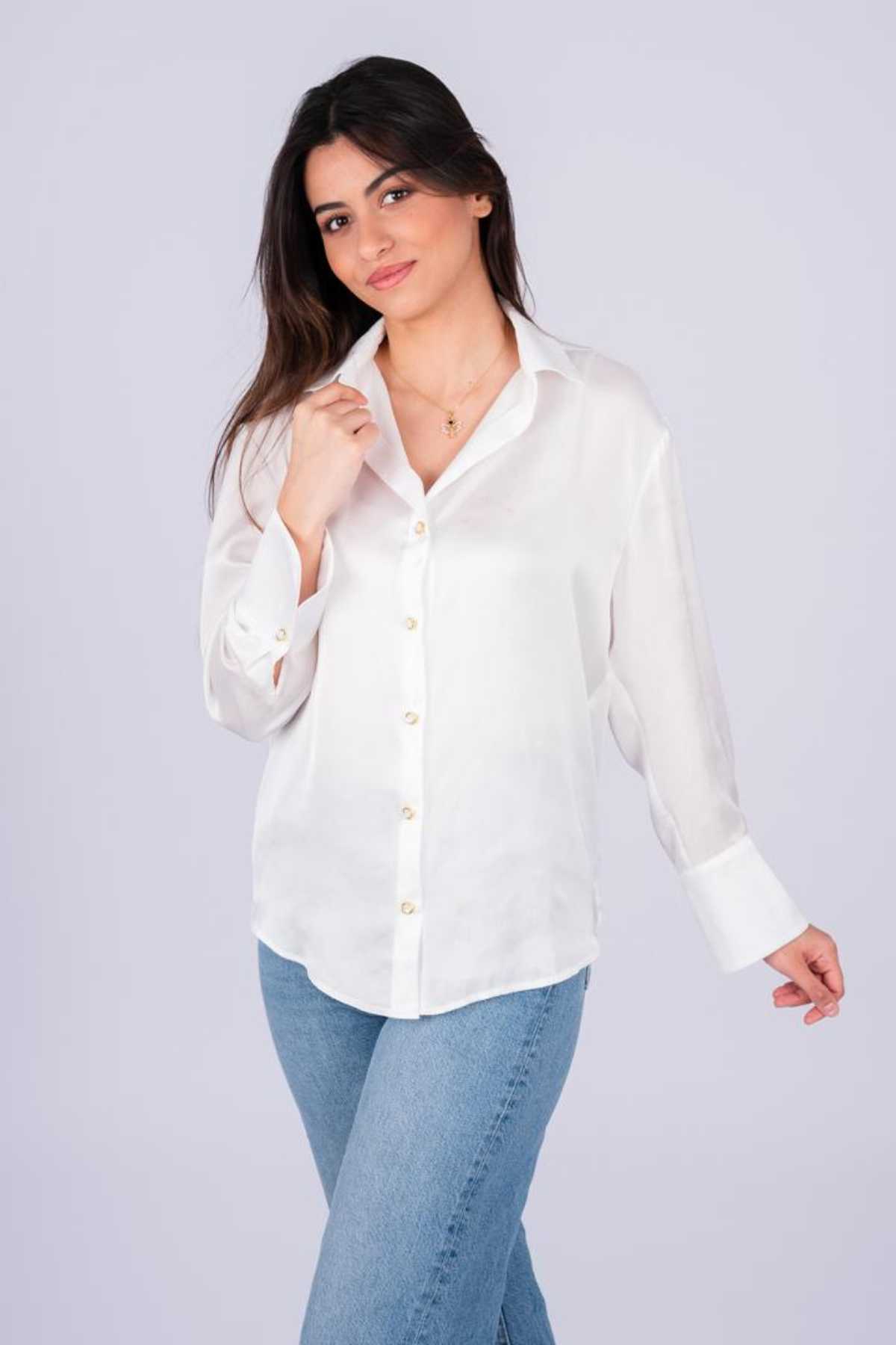 Chemise blanche en satin